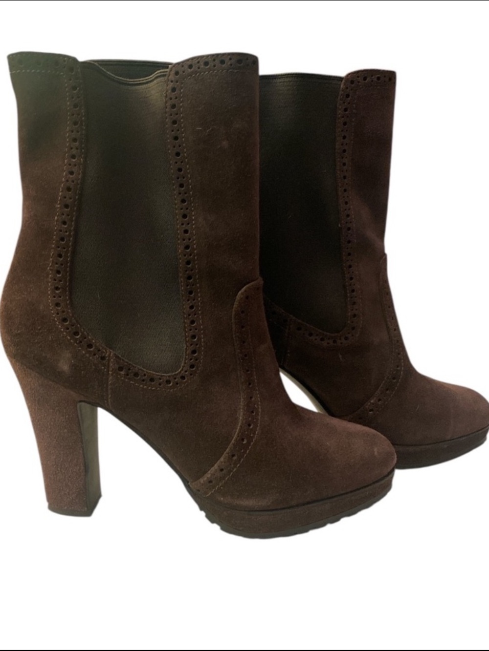 Pelle Moda Dark Brown Suede Heeled Boots 7.5